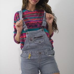 Striped overalls/ overall shorts